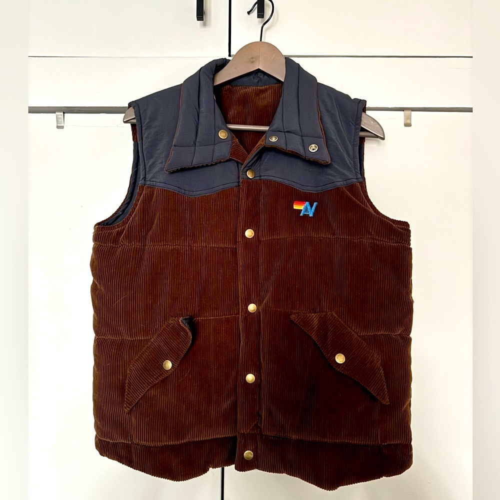 ULTRA RARE Aviator Nation Reversible Vest (Brown Corduroy/Navy) - Size M